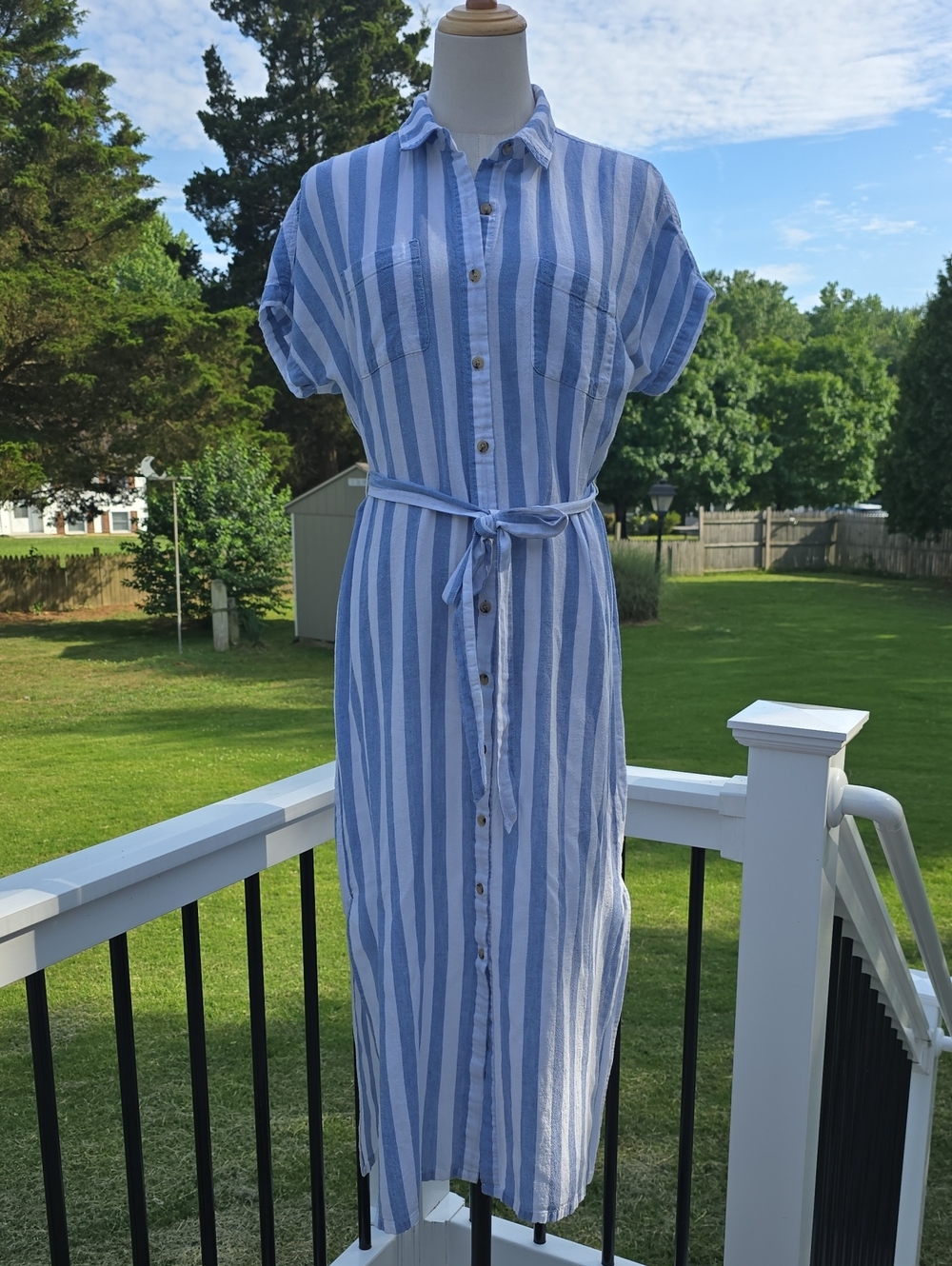 Marine Layer Blue & White Stripe Shirt Dress
